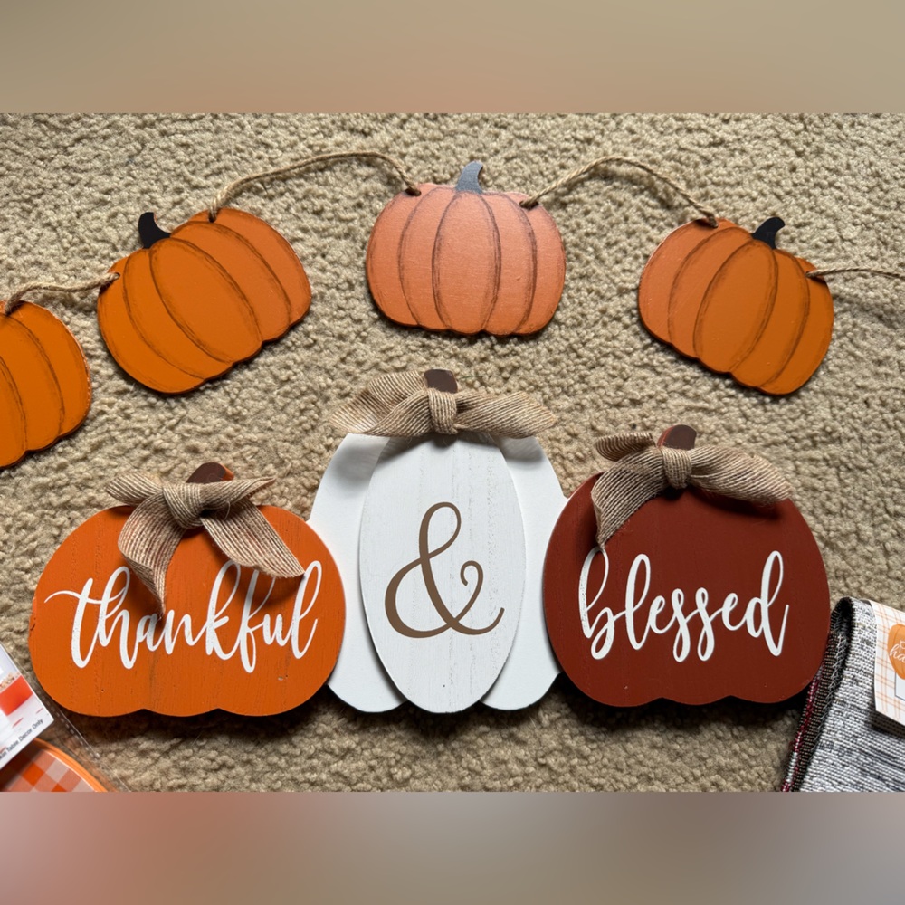 Fall Pumpkin Garland & Farmhouse Thanksgiving Decor Set | NWT - Picture 3 of 4